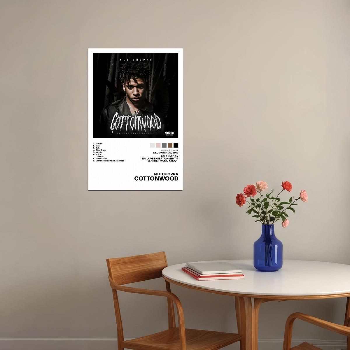NLE Choppa Cottonwood Album Cover Music Poster Rap Home Decor For Living Room Hip-Hop Aesthetic Rapper Album Wall Art Records Poster Wall Decor For Bedroom - xonomax