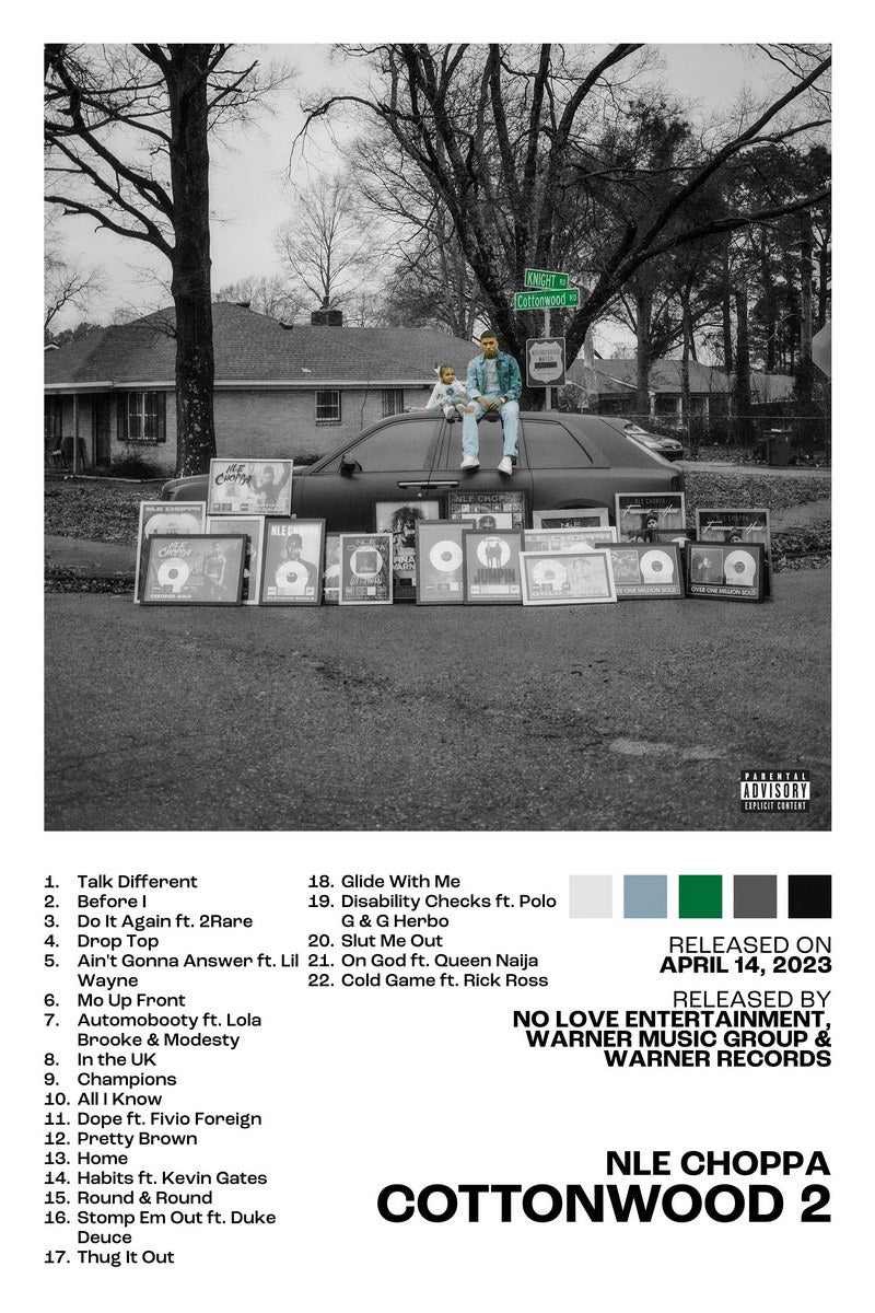 NLE Choppa Cottonwood 2 Album Cover Music Poster Rap Home Decor For Living Room Hip-Hop Aesthetic Rapper Album Wall Art Records Poster Wall Decor For Bedroom - xonomax