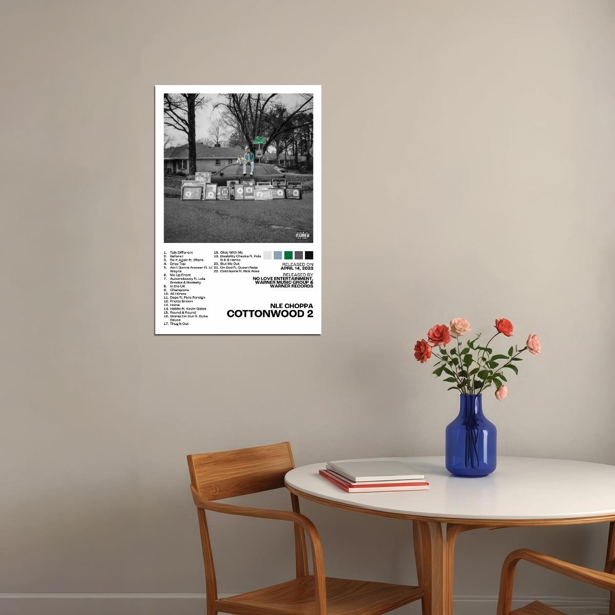 NLE Choppa Cottonwood 2 Album Cover Music Poster Rap Home Decor For Living Room Hip-Hop Aesthetic Rapper Album Wall Art Records Poster Wall Decor For Bedroom - xonomax