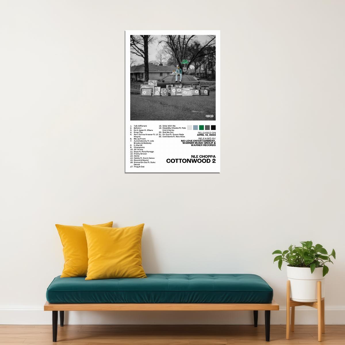 NLE Choppa Cottonwood 2 Album Cover Music Poster Rap Home Decor For Living Room Hip-Hop Aesthetic Rapper Album Wall Art Records Poster Wall Decor For Bedroom - xonomax