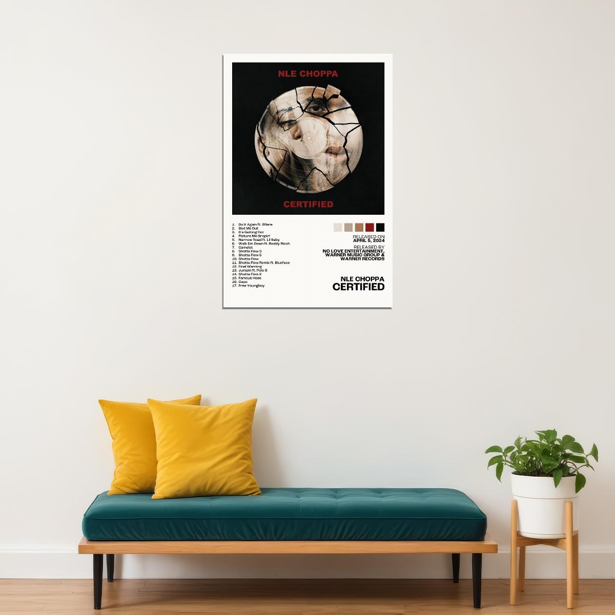 NLE Choppa Certified Album Cover Music Poster Rap Home Decor For Living Room Hip-Hop Aesthetic Rapper Album Wall Art Records Poster Wall Decor For Bedroom - xonomax