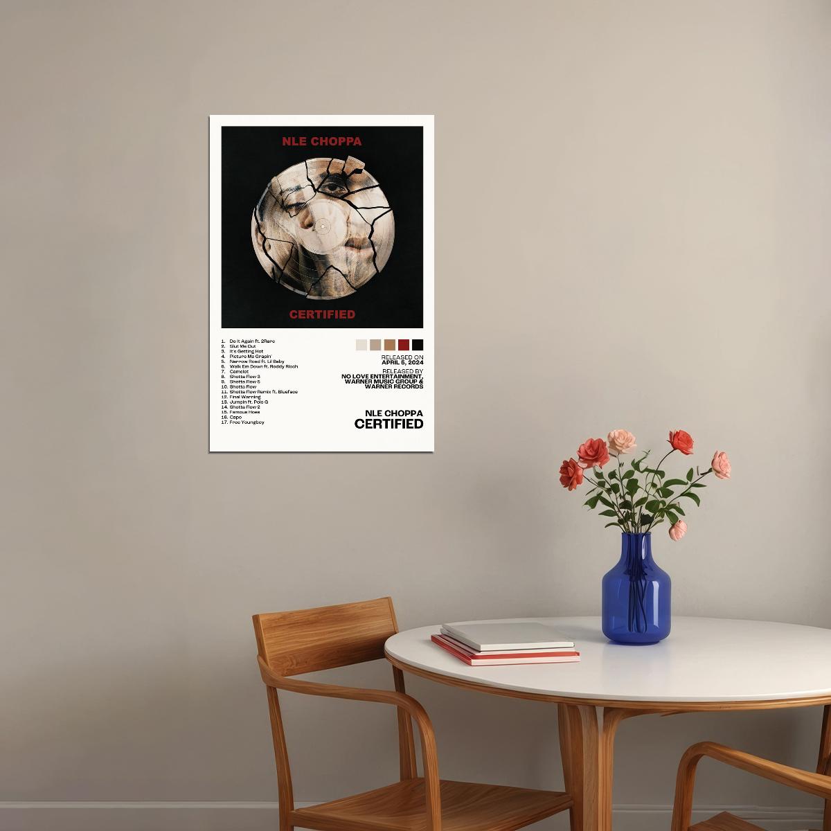NLE Choppa Certified Album Cover Music Poster Rap Home Decor For Living Room Hip-Hop Aesthetic Rapper Album Wall Art Records Poster Wall Decor For Bedroom - xonomax