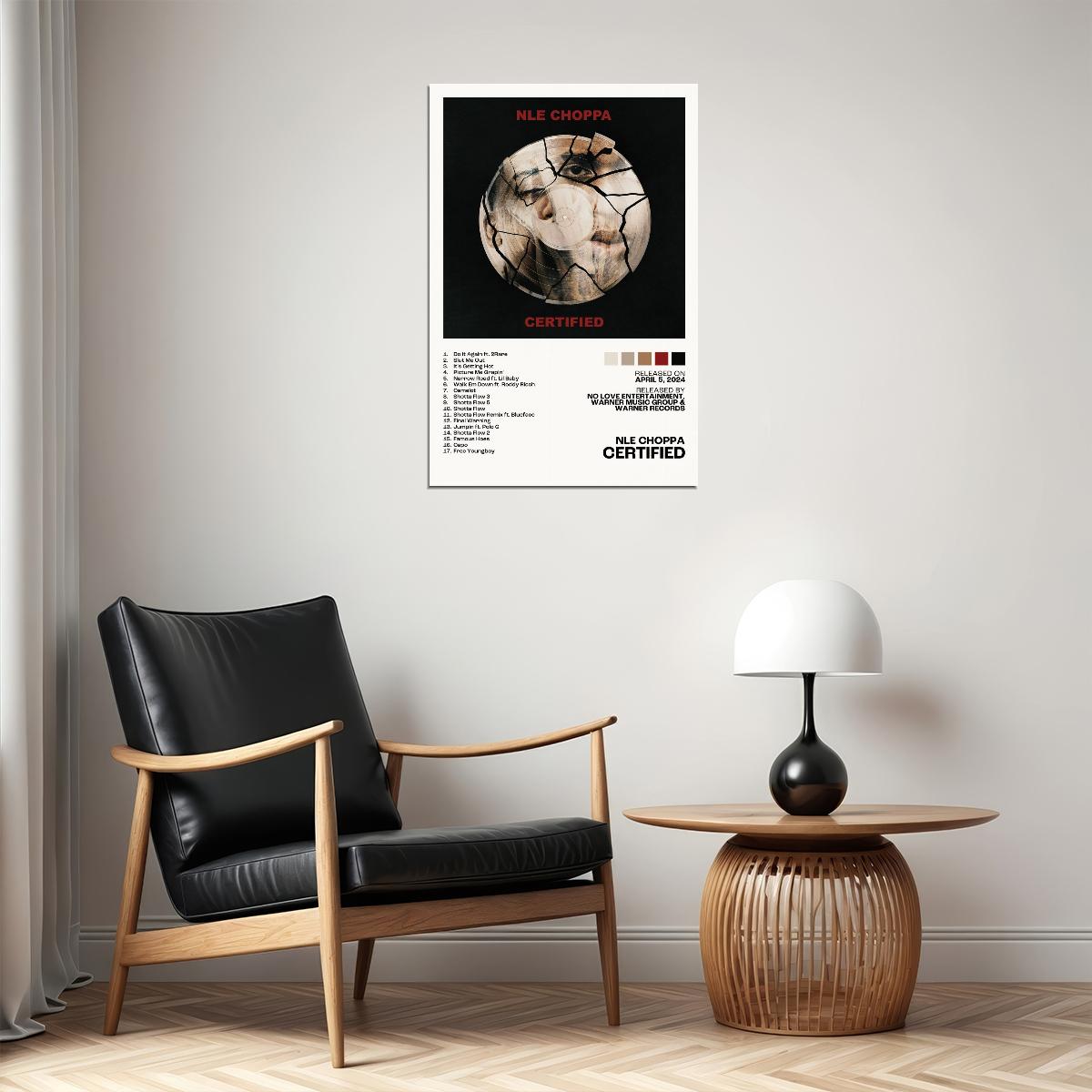 NLE Choppa Certified Album Cover Music Poster Rap Home Decor For Living Room Hip-Hop Aesthetic Rapper Album Wall Art Records Poster Wall Decor For Bedroom - xonomax