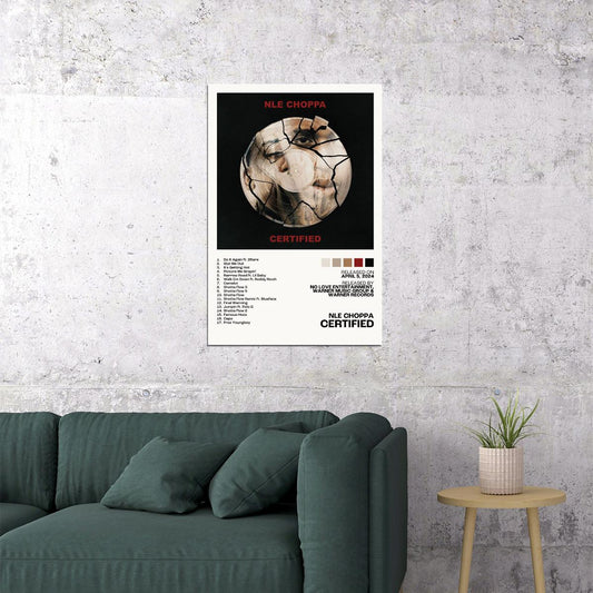 NLE Choppa Certified Album Cover Music Poster Rap Home Decor For Living Room Hip-Hop Aesthetic Rapper Album Wall Art Records Poster Wall Decor For Bedroom - xonomax