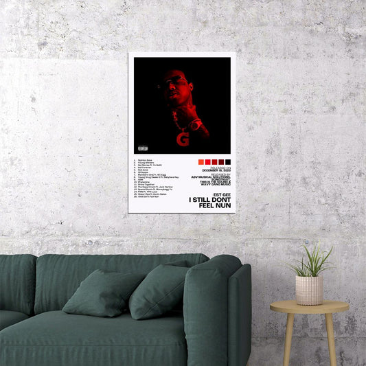 EST Gee I Still Dont Feel Nun Album Cover Music Poster Rap Home Decor For Living Room Hip-Hop Aesthetic Rapper Album Wall Art Records Poster Wall Decor For Bedroom - xonomax