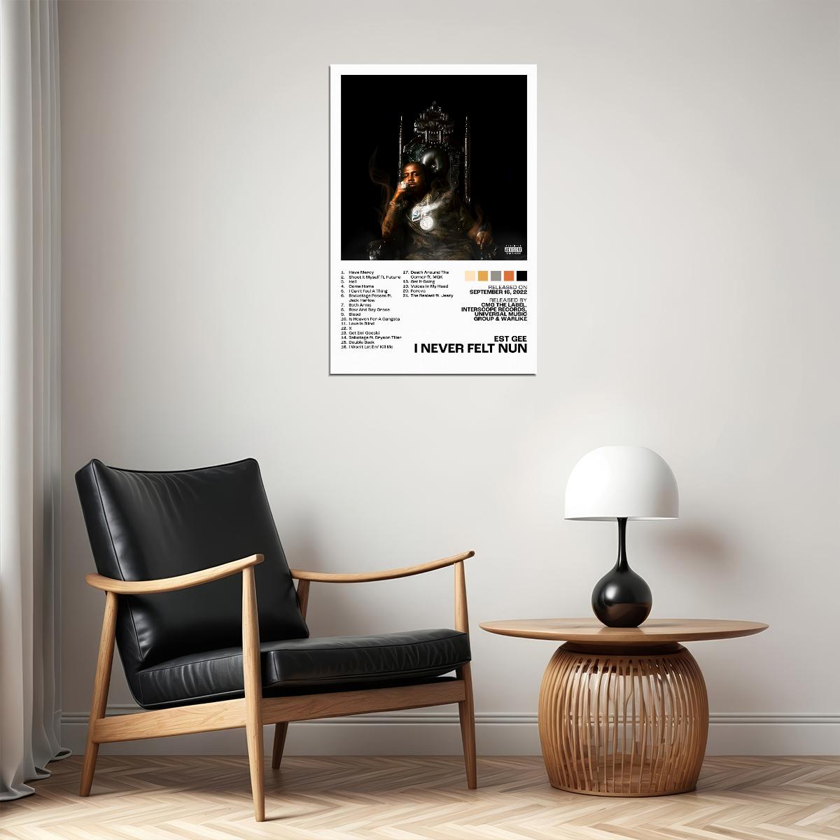 EST Gee I Never Felt Nun Album Cover Music Poster Rap Home Decor For Living Room Hip-Hop Aesthetic Rapper Album Wall Art Records Poster Wall Decor For Bedroom - xonomax