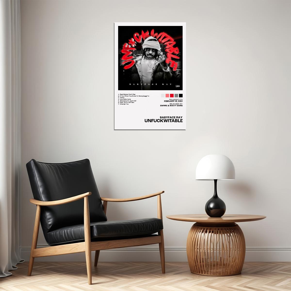 Babyface Ray Unfuckwitable Album Cover Music Poster Rap Home Decor For Living Room Hip-Hop Aesthetic Rapper Album Wall Art Records Poster Wall Decor For Bedroom - xonomax