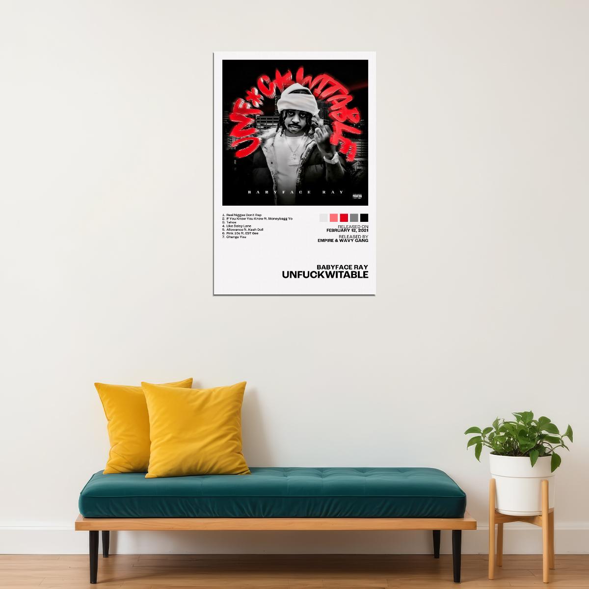 Babyface Ray Unfuckwitable Album Cover Music Poster Rap Home Decor For Living Room Hip-Hop Aesthetic Rapper Album Wall Art Records Poster Wall Decor For Bedroom - xonomax