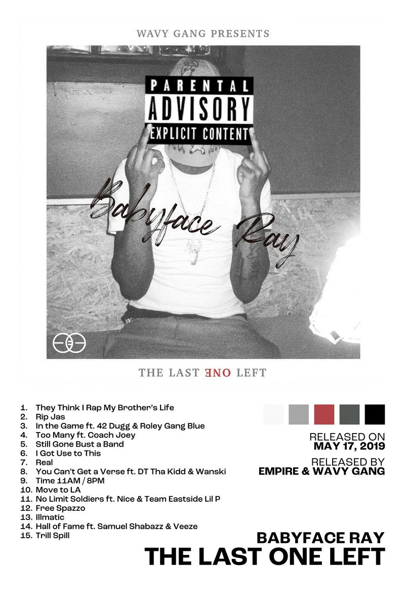 Babyface Ray The Last One Left Album Cover Music Poster Rap Home Decor For Living Room Hip-Hop Aesthetic Rapper Album Wall Art Records Poster Wall Decor For Bedroom - xonomax