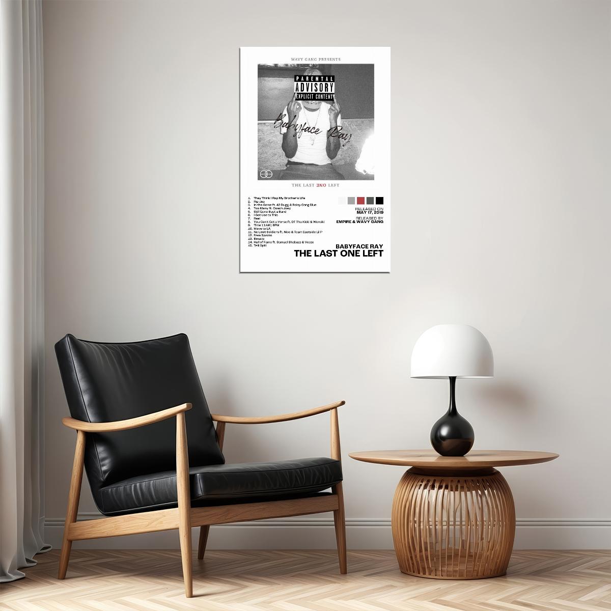 Babyface Ray The Last One Left Album Cover Music Poster Rap Home Decor For Living Room Hip-Hop Aesthetic Rapper Album Wall Art Records Poster Wall Decor For Bedroom - xonomax