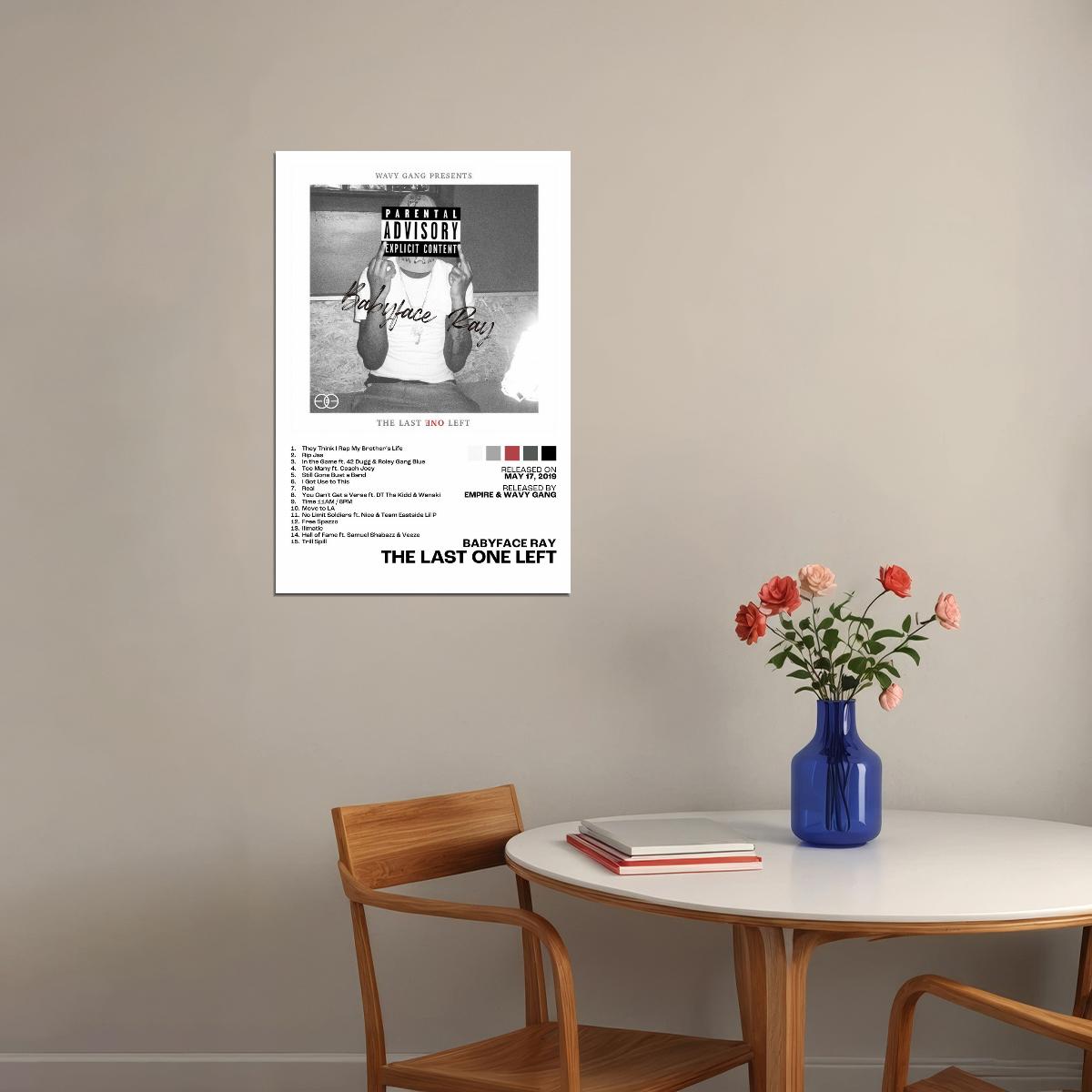 Babyface Ray The Last One Left Album Cover Music Poster Rap Home Decor For Living Room Hip-Hop Aesthetic Rapper Album Wall Art Records Poster Wall Decor For Bedroom - xonomax