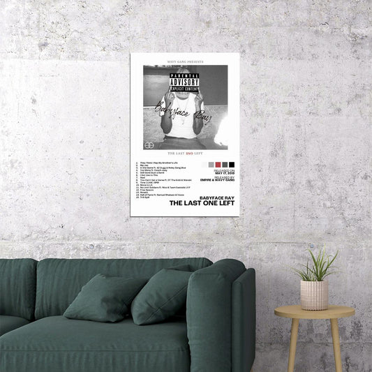 Babyface Ray The Last One Left Album Cover Music Poster Rap Home Decor For Living Room Hip-Hop Aesthetic Rapper Album Wall Art Records Poster Wall Decor For Bedroom - xonomax