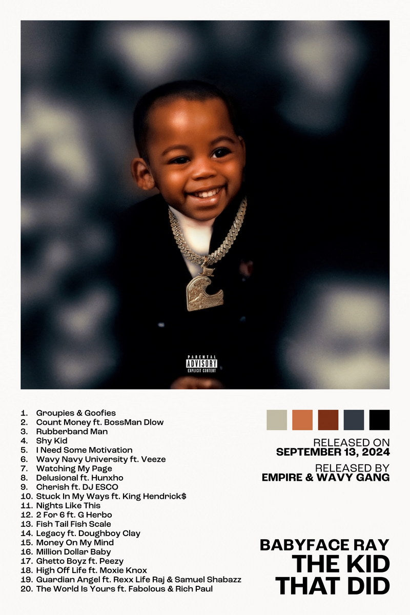 Babyface Ray The Kid That Did Album Cover Music Poster Rap Home Decor For Living Room Hip-Hop Aesthetic Rapper Album Wall Art Records Poster Wall Decor For Bedroom - xonomax