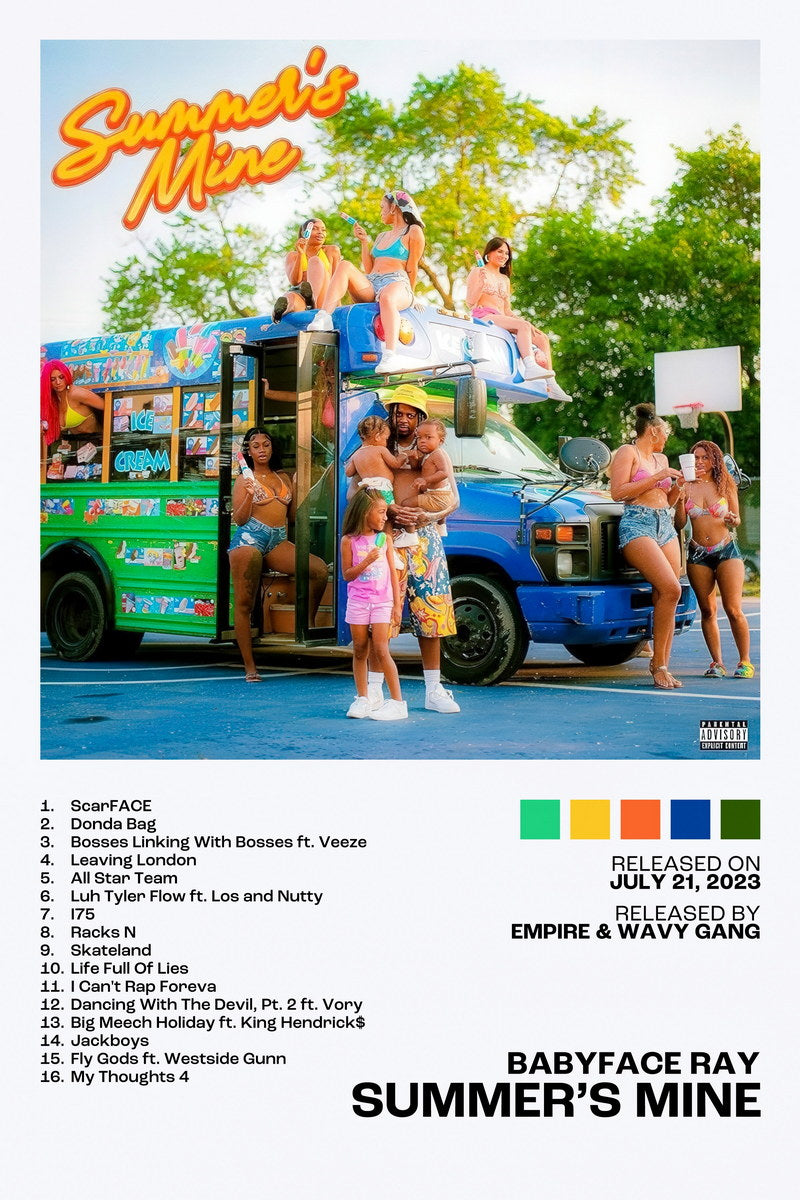 Babyface Ray Summer’s Mine Album Cover Music Poster Rap Home Decor For Living Room Hip-Hop Aesthetic Rapper Album Wall Art Records Poster Wall Decor For Bedroom - xonomax