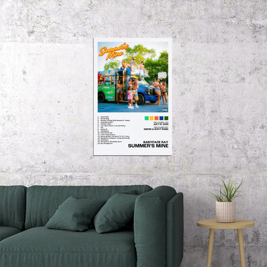 Babyface Ray Summer’s Mine Album Cover Music Poster Rap Home Decor For Living Room Hip-Hop Aesthetic Rapper Album Wall Art Records Poster Wall Decor For Bedroom - xonomax