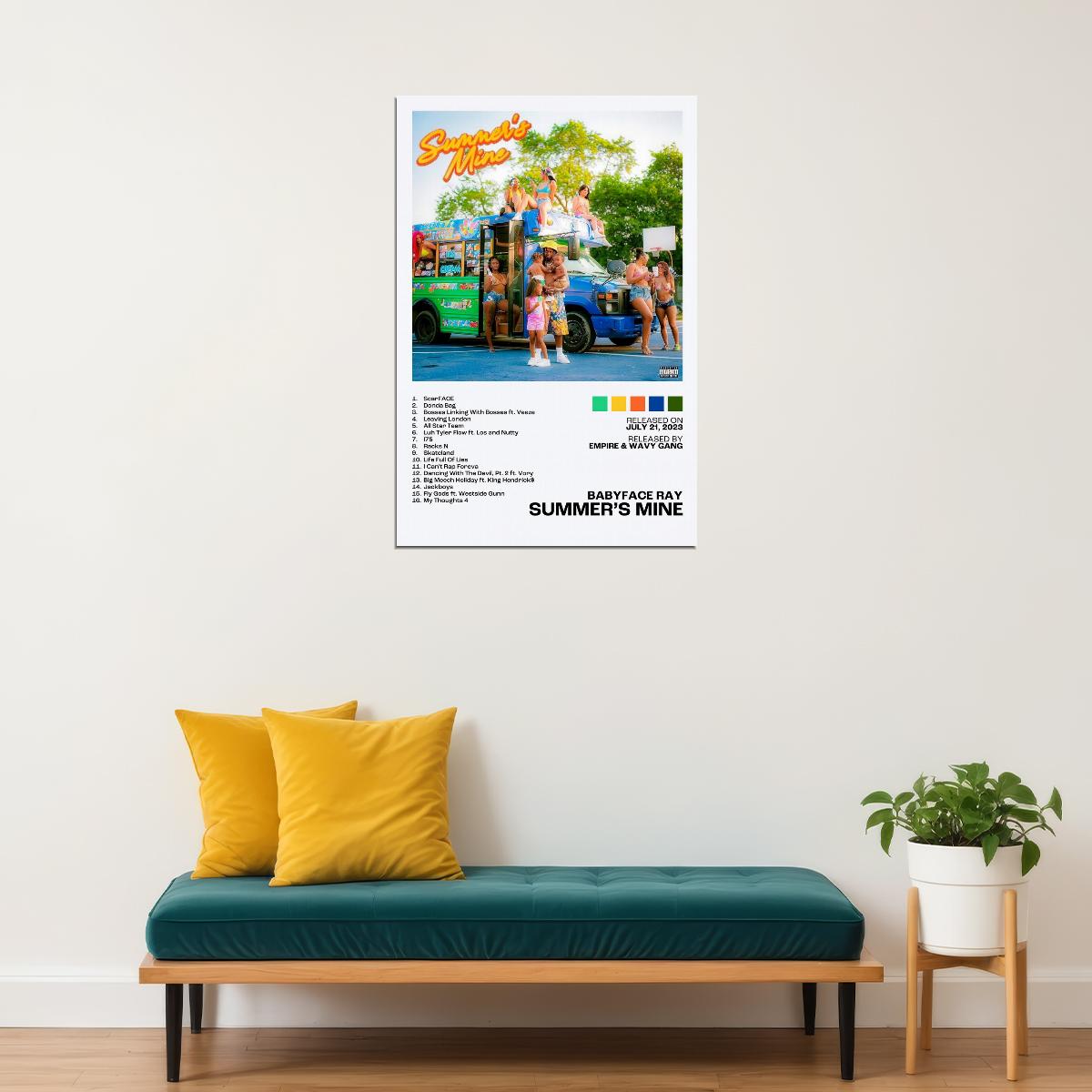 Babyface Ray Summer’s Mine Album Cover Music Poster Rap Home Decor For Living Room Hip-Hop Aesthetic Rapper Album Wall Art Records Poster Wall Decor For Bedroom - xonomax