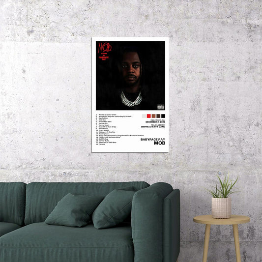 Babyface Ray MOB Album Cover Music Poster Rap Home Decor For Living Room Hip-Hop Aesthetic Rapper Album Wall Art Records Poster Wall Decor For Bedroom - xonomax