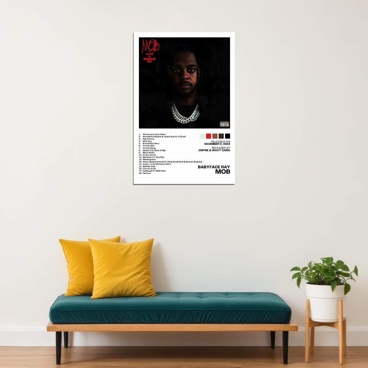 Babyface Ray MOB Album Cover Music Poster Rap Home Decor For Living Room Hip-Hop Aesthetic Rapper Album Wall Art Records Poster Wall Decor For Bedroom - xonomax