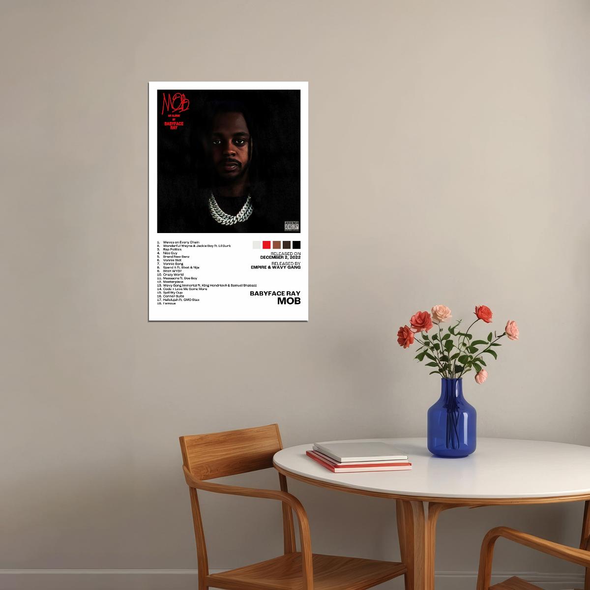 Babyface Ray MOB Album Cover Music Poster Rap Home Decor For Living Room Hip-Hop Aesthetic Rapper Album Wall Art Records Poster Wall Decor For Bedroom - xonomax