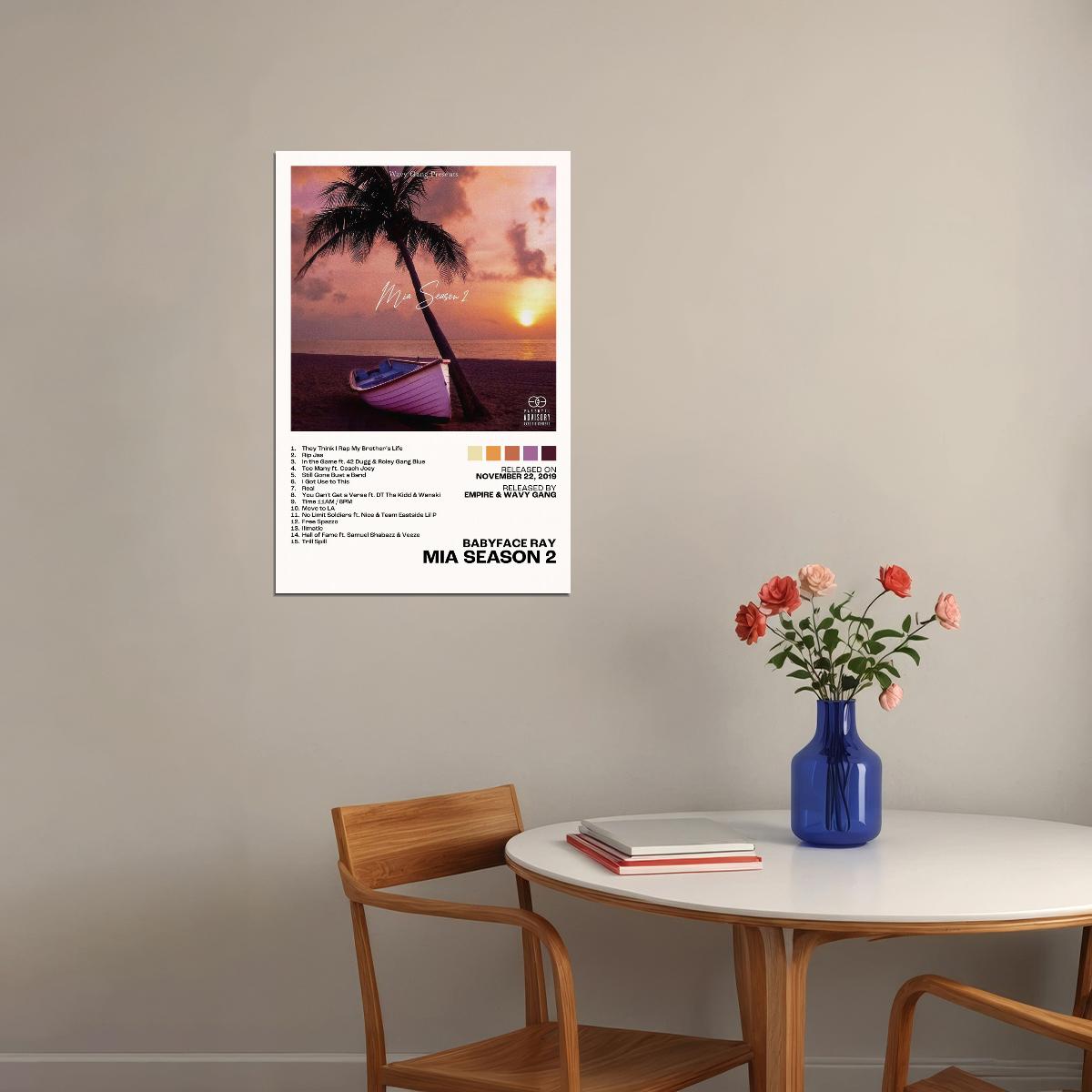 Babyface Ray MIA Season 2 Album Cover Music Poster Rap Home Decor For Living Room Hip-Hop Aesthetic Rapper Album Wall Art Records Poster Wall Decor For Bedroom - xonomax