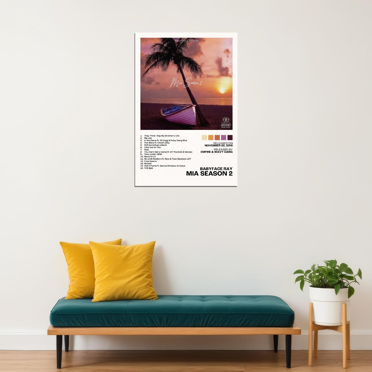Babyface Ray MIA Season 2 Album Cover Music Poster Rap Home Decor For Living Room Hip-Hop Aesthetic Rapper Album Wall Art Records Poster Wall Decor For Bedroom - xonomax
