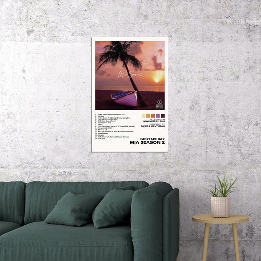 Babyface Ray MIA Season 2 Album Cover Music Poster Rap Home Decor For Living Room Hip-Hop Aesthetic Rapper Album Wall Art Records Poster Wall Decor For Bedroom - xonomax