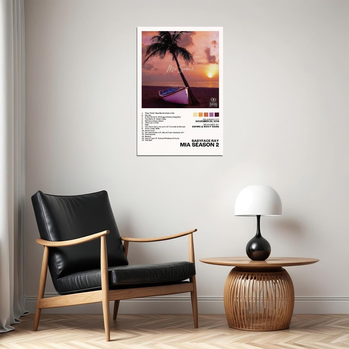 Babyface Ray MIA Season 2 Album Cover Music Poster Rap Home Decor For Living Room Hip-Hop Aesthetic Rapper Album Wall Art Records Poster Wall Decor For Bedroom - xonomax