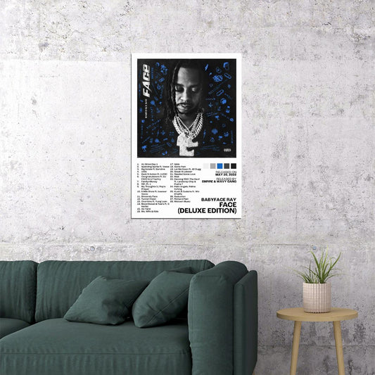 Babyface Ray FACE (Deluxe Edition) Album Cover Music Poster Rap Home Decor For Living Room Hip-Hop Aesthetic Rapper Album Wall Art Records Poster Wall Decor For Bedroom - xonomax