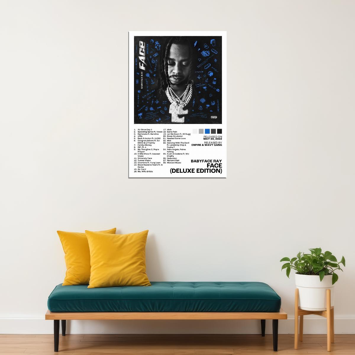Babyface Ray FACE (Deluxe Edition) Album Cover Music Poster Rap Home Decor For Living Room Hip-Hop Aesthetic Rapper Album Wall Art Records Poster Wall Decor For Bedroom - xonomax
