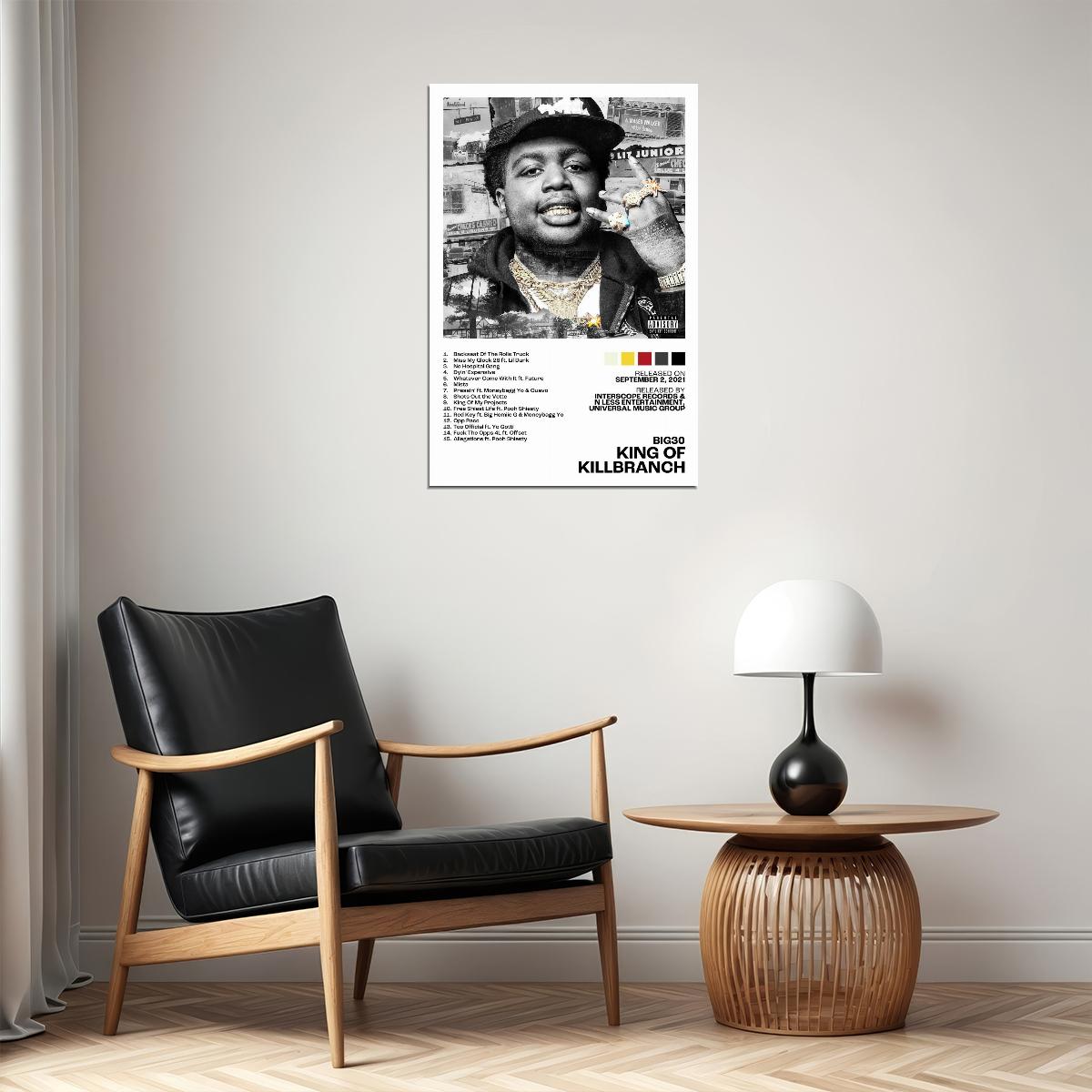 BIG30 King Of Killbranch Album Cover Music Poster Rap Home Decor For Living Room Hip-Hop Aesthetic Rapper Album Wall Art Records Poster Wall Decor For Bedroom - xonomax