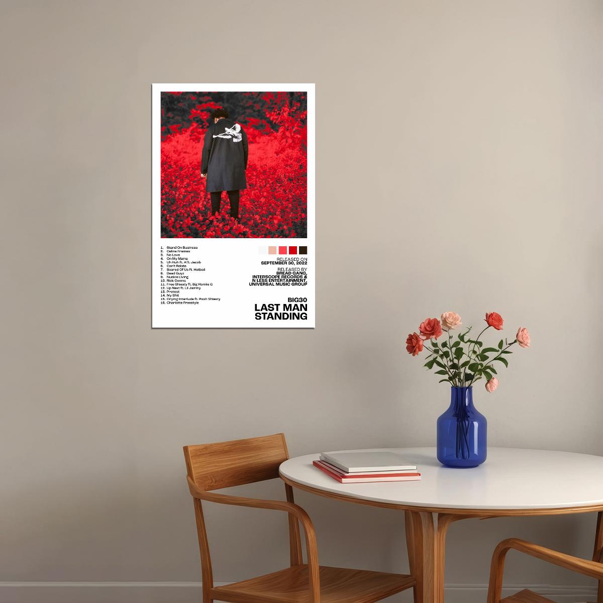 BIG30 Last Man Standing Album Cover Music Poster Rap Home Decor For Living Room Hip-Hop Aesthetic Rapper Album Wall Art Records Poster Wall Decor For Bedroom - xonomax