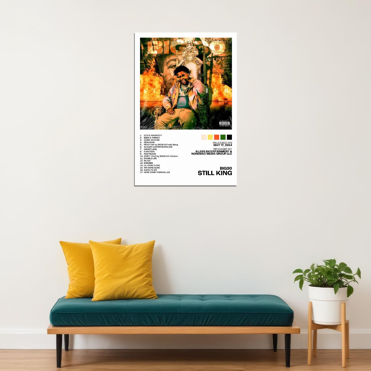 BIG30 Still King Album Cover Music Poster Rap Home Decor For Living Room Hip-Hop Aesthetic Rapper Album Wall Art Records Poster Wall Decor For Bedroom - xonomax