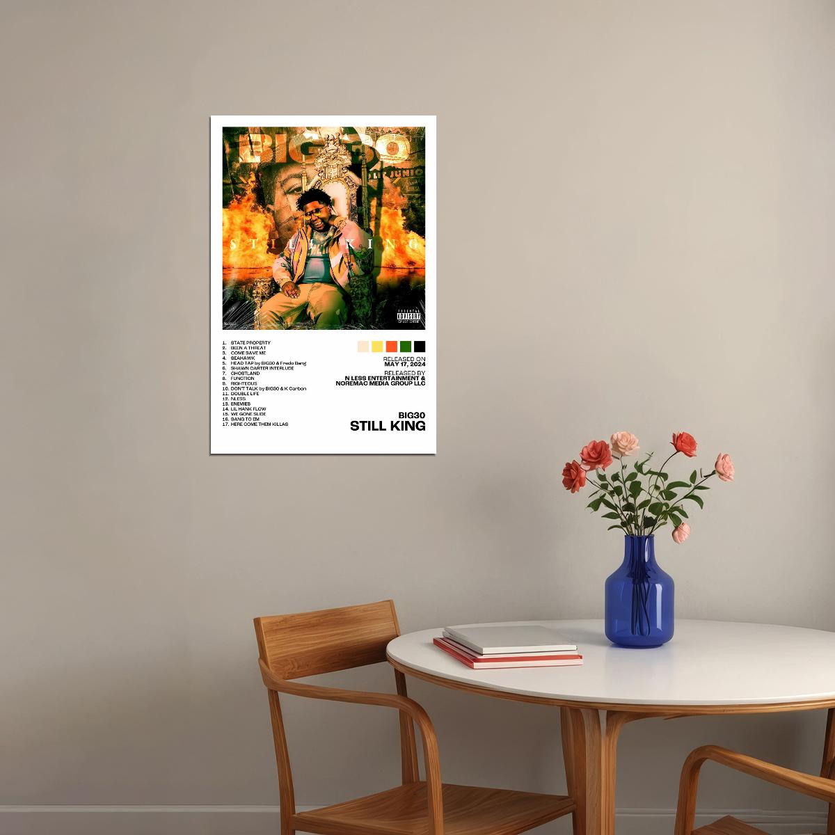 BIG30 Still King Album Cover Music Poster Rap Home Decor For Living Room Hip-Hop Aesthetic Rapper Album Wall Art Records Poster Wall Decor For Bedroom - xonomax