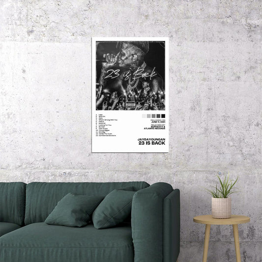 JayDaYoungan 23 Is Back Album Cover Music Poster Rap Home Decor For Living Room Hip-Hop Aesthetic Rapper Album Wall Art Records Poster Wall Decor For Bedroom - xonomax