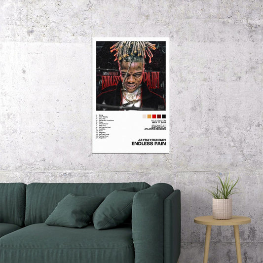 JayDaYoungan Endless Pain Album Cover Music Poster Rap Home Decor For Living Room Hip-Hop Aesthetic Rapper Album Wall Art Records Poster Wall Decor For Bedroom - xonomax