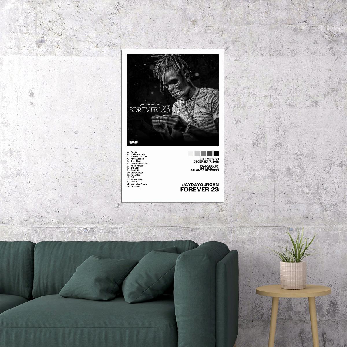 JayDaYoungan Forever 23 Album Cover Music Poster Rap Home Decor For Living Room Hip-Hop Aesthetic Rapper Album Wall Art Records Poster Wall Decor For Bedroom
