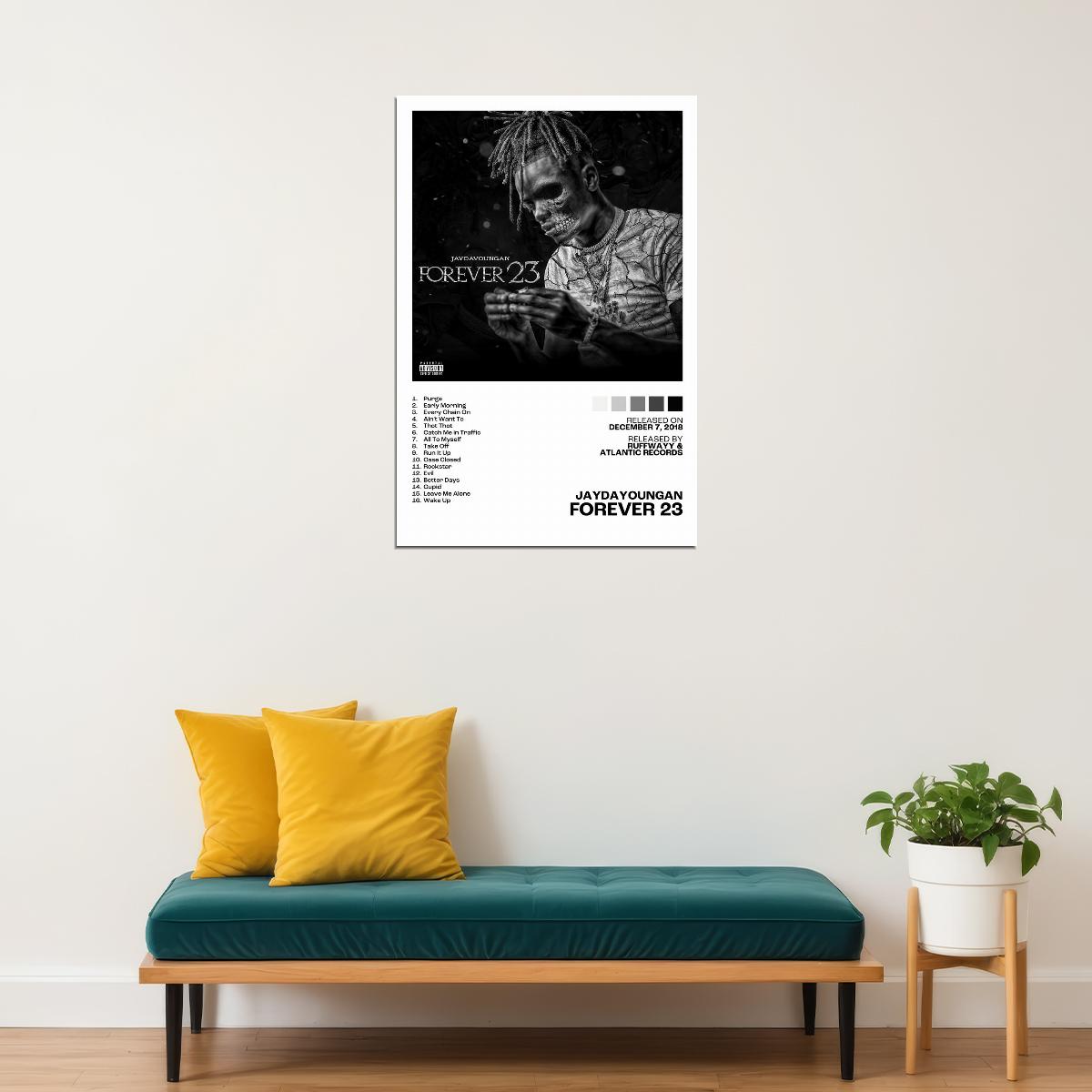 JayDaYoungan Forever 23 Album Cover Music Poster Rap Home Decor For Living Room Hip-Hop Aesthetic Rapper Album Wall Art Records Poster Wall Decor For Bedroom