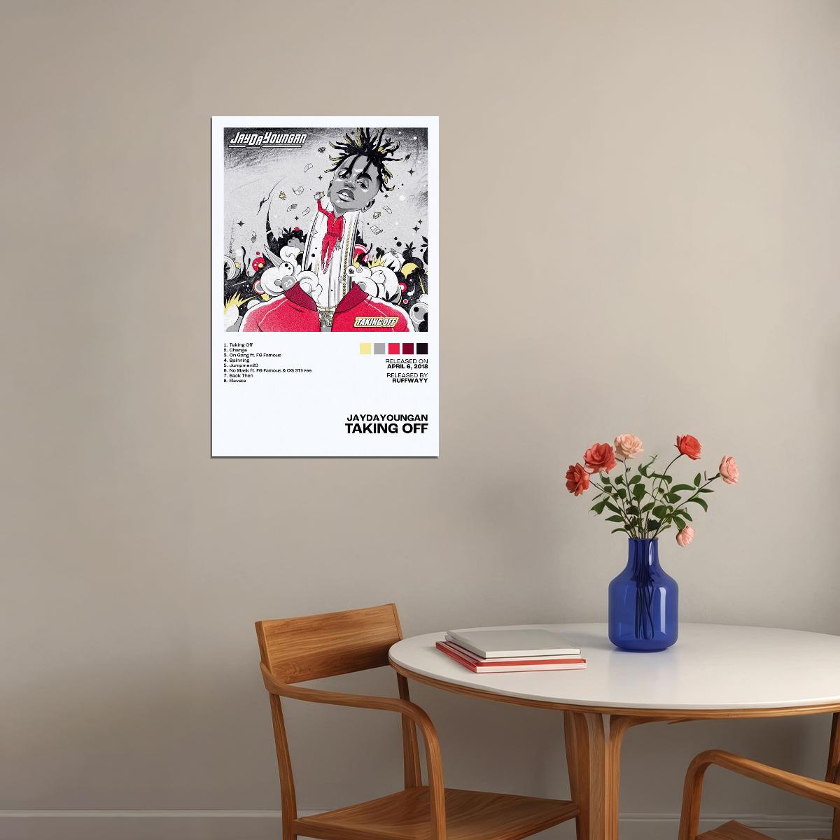 JayDaYoungan Taking Off Album Cover Music Poster Rap Home Decor For Living Room Hip-Hop Aesthetic Rapper Album Wall Art Records Poster Wall Decor For Bedroom