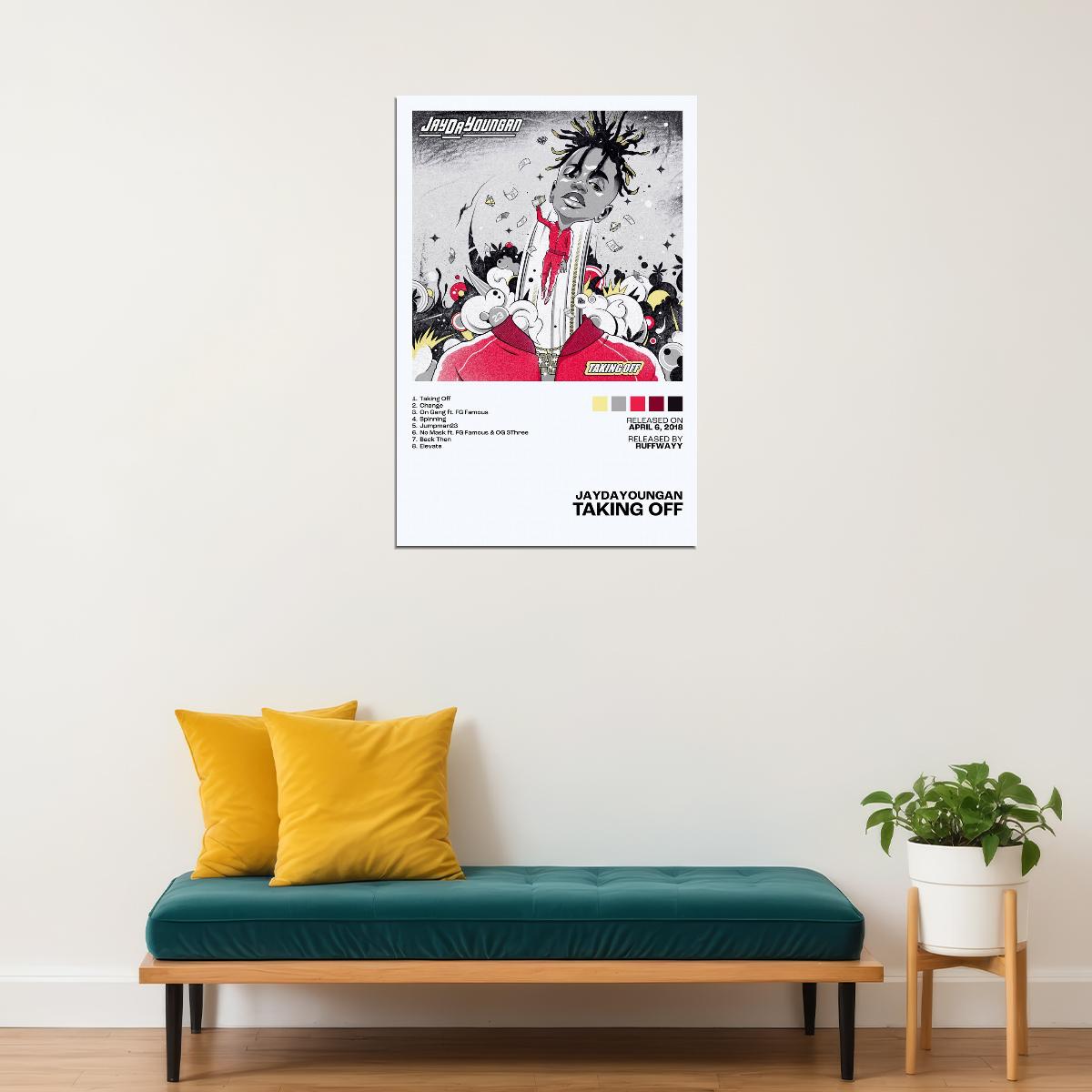 JayDaYoungan Taking Off Album Cover Music Poster Rap Home Decor For Living Room Hip-Hop Aesthetic Rapper Album Wall Art Records Poster Wall Decor For Bedroom