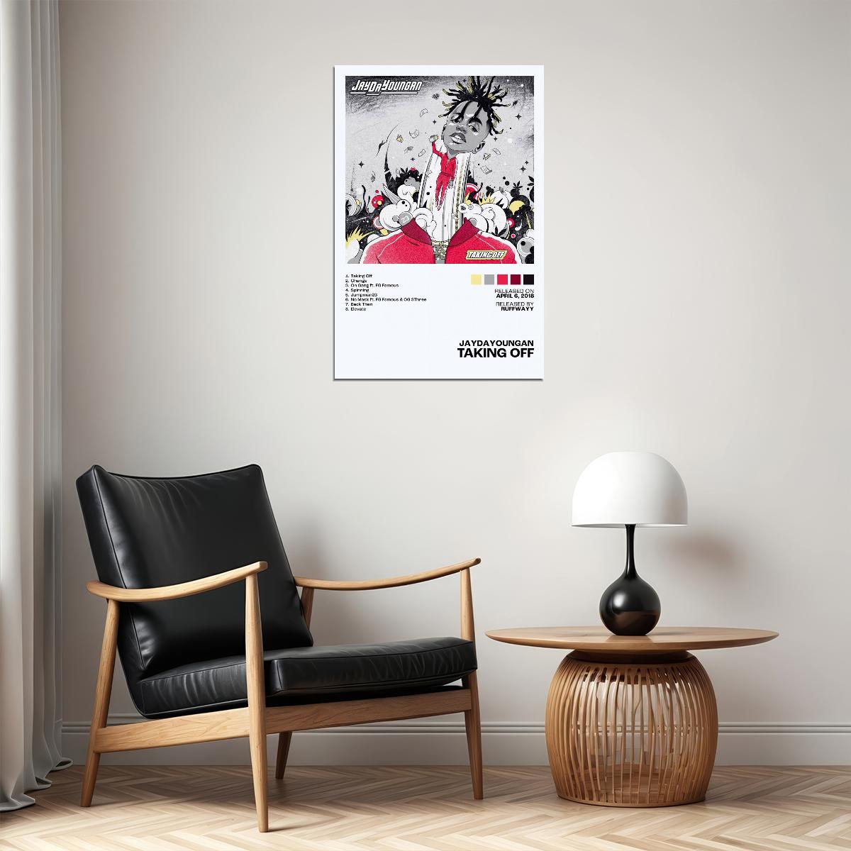 JayDaYoungan Taking Off Album Cover Music Poster Rap Home Decor For Living Room Hip-Hop Aesthetic Rapper Album Wall Art Records Poster Wall Decor For Bedroom