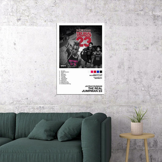 JayDaYoungan The Real Jumpman 23 Album Cover Music Poster Rap Home Decor For Living Room Hip-Hop Aesthetic Rapper Album Wall Art Records Poster Wall Decor For Bedroom - xonomax