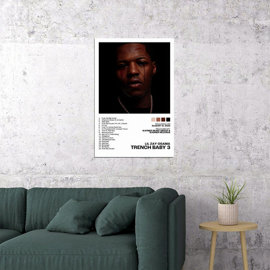 Lil Zay Osama Trench Baby 3 Album Cover Music Poster Rap Home Decor For Living Room Hip-Hop Aesthetic Rapper Album Wall Art Records Poster Wall Decor For Bedroom - xonomax