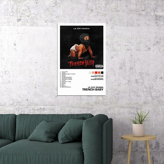 Lil Zay Osama Trench Baby Album Cover Music Poster Rap Home Decor For Living Room Hip-Hop Aesthetic Rapper Album Wall Art Records Poster Wall Decor For Bedroom - xonomax