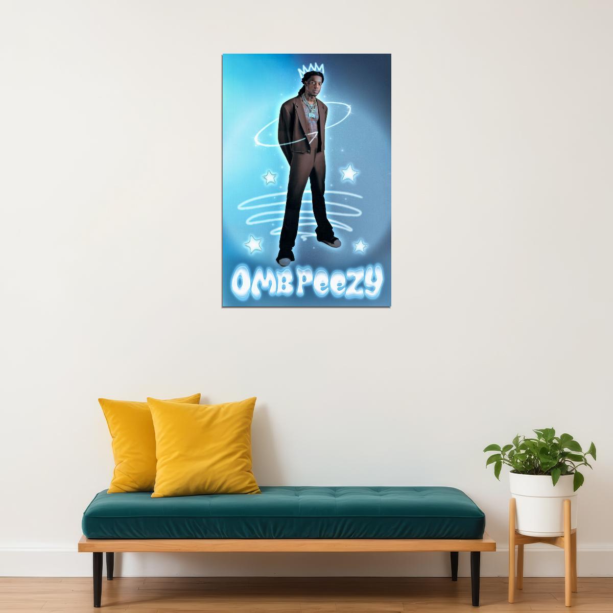 OMB Peezy Rapper Music Poster Hip-Hop Neon Aesthetic Wall Art Modern Street Style Decor for Rap Lovers Room Urban Culture Influence Gift for Fans - xonomax
