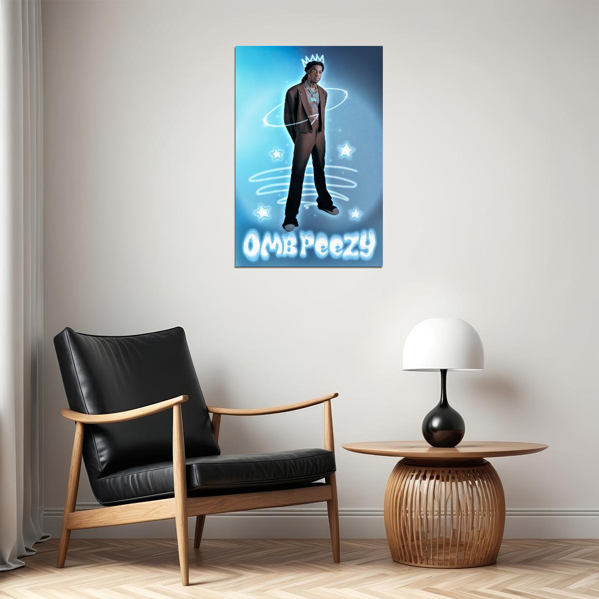 OMB Peezy Rapper Music Poster Hip-Hop Neon Aesthetic Wall Art Modern Street Style Decor for Rap Lovers Room Urban Culture Influence Gift for Fans - xonomax