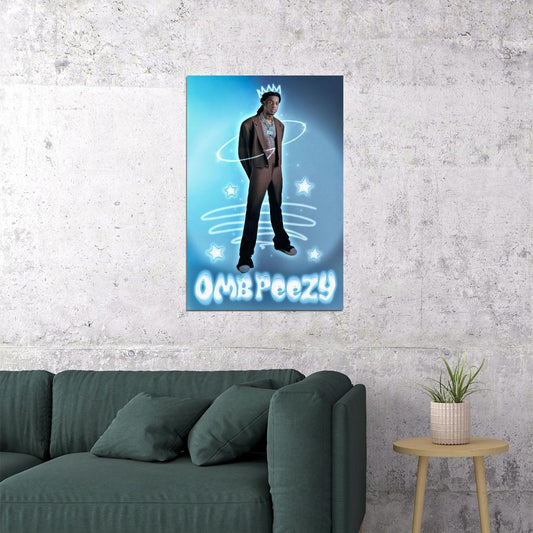 OMB Peezy Rapper Music Poster Hip-Hop Neon Aesthetic Wall Art Modern Street Style Decor for Rap Lovers Room Urban Culture Influence Gift for Fans - xonomax