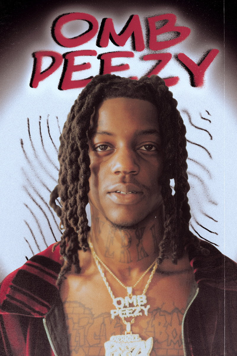 OMB Peezy Rapper Music Poster Gritty Street Style Hip-Hop Wall Art Urban Decor for Rap Enthusiasts Bold Aesthetic Room Art Gift for Hip-Hop Fans - xonomax