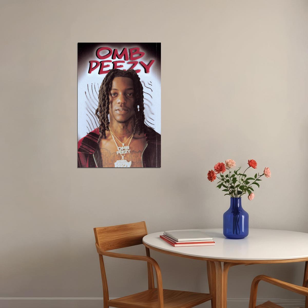 OMB Peezy Rapper Music Poster Gritty Street Style Hip-Hop Wall Art Urban Decor for Rap Enthusiasts Bold Aesthetic Room Art Gift for Hip-Hop Fans - xonomax