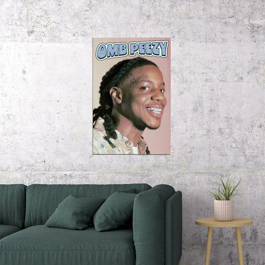 OMB Peezy Rapper Music Poster Vibrant Hip-Hop Aesthetic Urban Wall Art Cool Street Style Modern Room Decor for Rap Culture Enthusiasts and Fans - xonomax