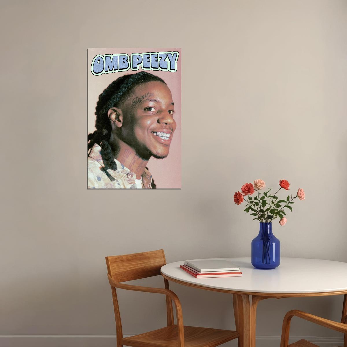 OMB Peezy Rapper Music Poster Vibrant Hip-Hop Aesthetic Urban Wall Art Cool Street Style Modern Room Decor for Rap Culture Enthusiasts and Fans - xonomax